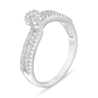 خاتم توينز من الفضة الخالصة عيار 925 مطلي روديوم مرصع فص ابيض