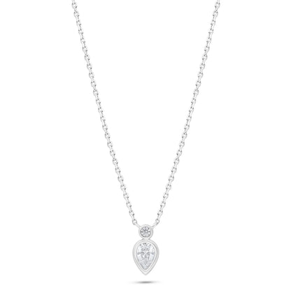 Sterling Silver 925 Necklace Rhodium Plated Embedded With White Zircon