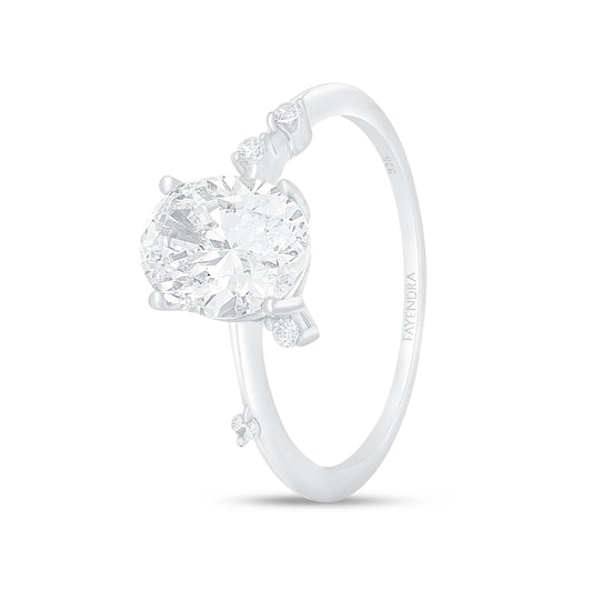 Sterling Silver 925 Ring Rhodium Plated Embedded With White Zircon