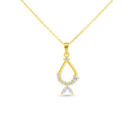 Sterling Silver 925 Necklace Gold Plated Embedded With White Zircon