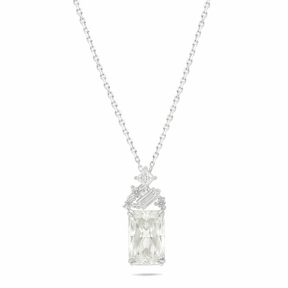 Sterling Silver 925 Necklace Rhodium Plated Embedded With Diamond Zircon And White Zircon