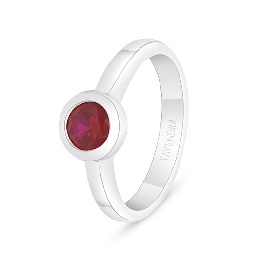 Sterling Silver 925 Ring Rhodium Plated Embedded With Ruby Corundum