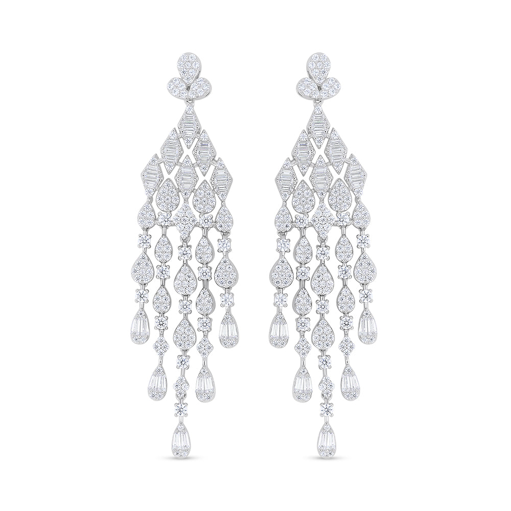 Sterling Silver 925 Set Rhodium Plated Embedded With White Zircon