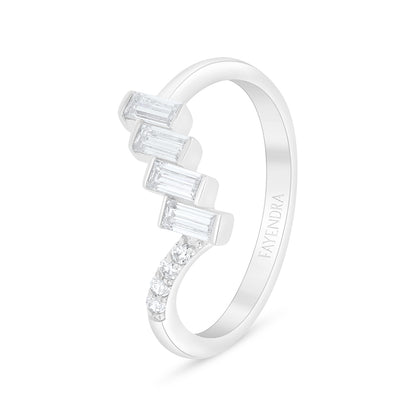 Sterling Silver 925 Ring Rhodium Plated Embedded With White Zircon