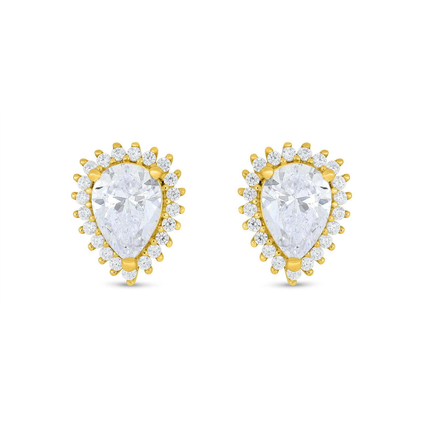 Sterling Silver 925 Earring Golden Plated Embedded With White Zircon