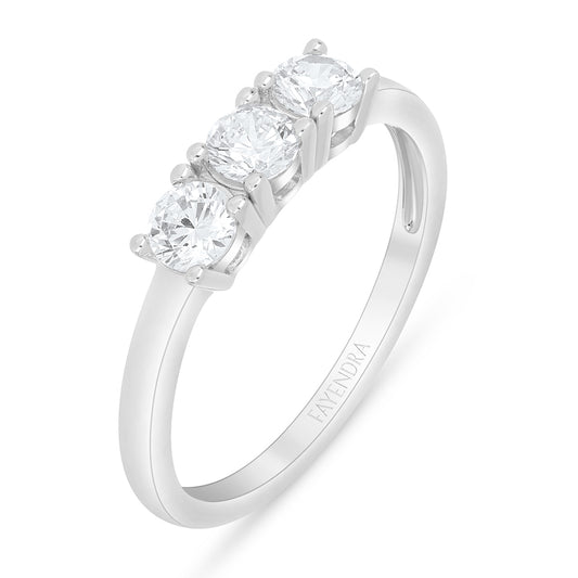 Sterling Silver 925 Ring Rhodium Plated Embedded With White Zircon