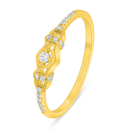 Sterling Silver 925 Ring Golden Plated Embedded With White Zircon