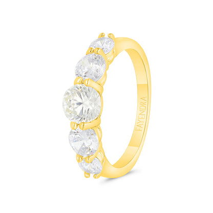 Sterling Silver 925 Ring Gold Plated Embedded With White CZ