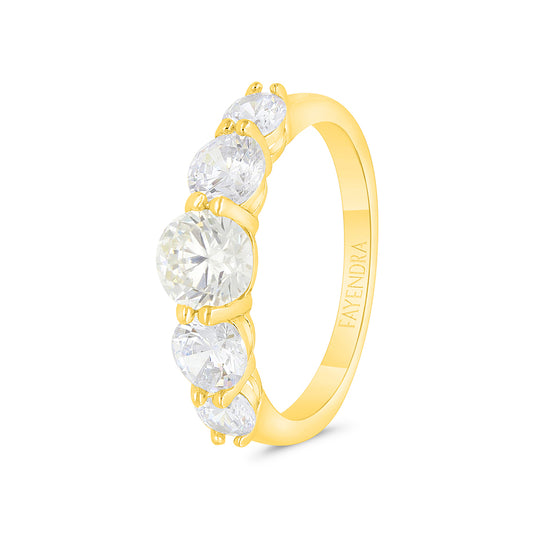 Sterling Silver 925 Ring Gold Plated Embedded With White CZ
