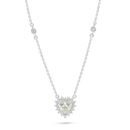 Sterling Silver 925 Necklace Rhodium Plated Embedded With Diamond Zircon And White Zircon