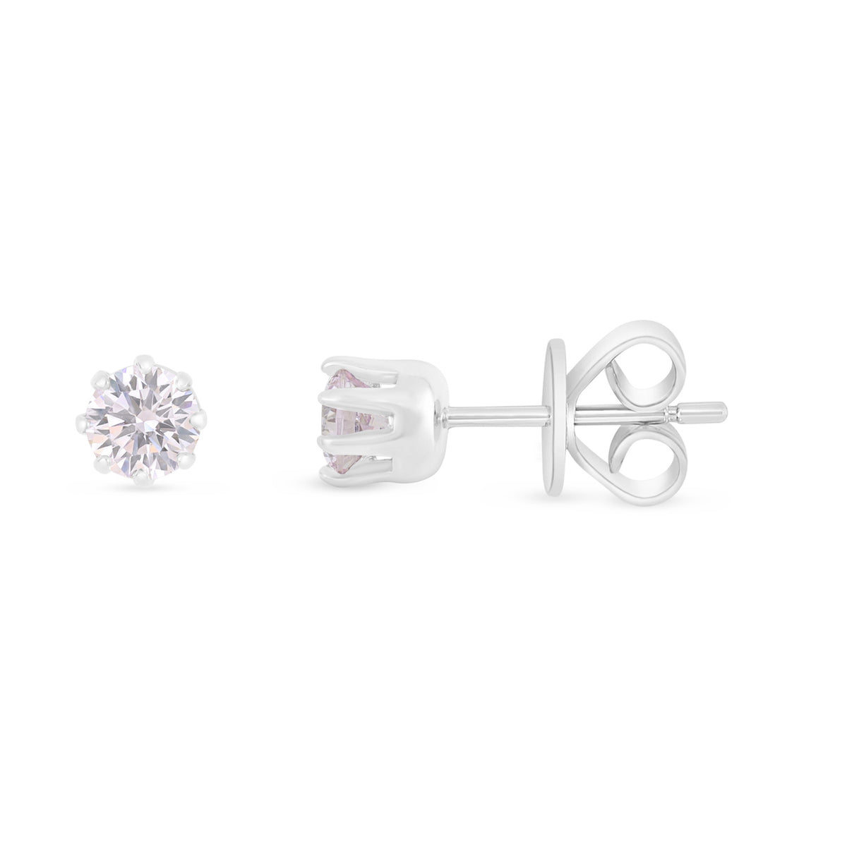 Sterling Silver 925 Earring Rhodium Plated Embedded With Pink Zircon