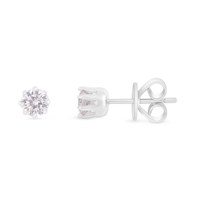 Sterling Silver 925 Earring Rhodium Plated Embedded With Pink Zircon