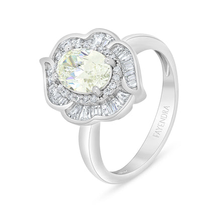 Sterling Silver 925 Ring Rhodium Plated Embedded With Diamond Zircon And White Zircon