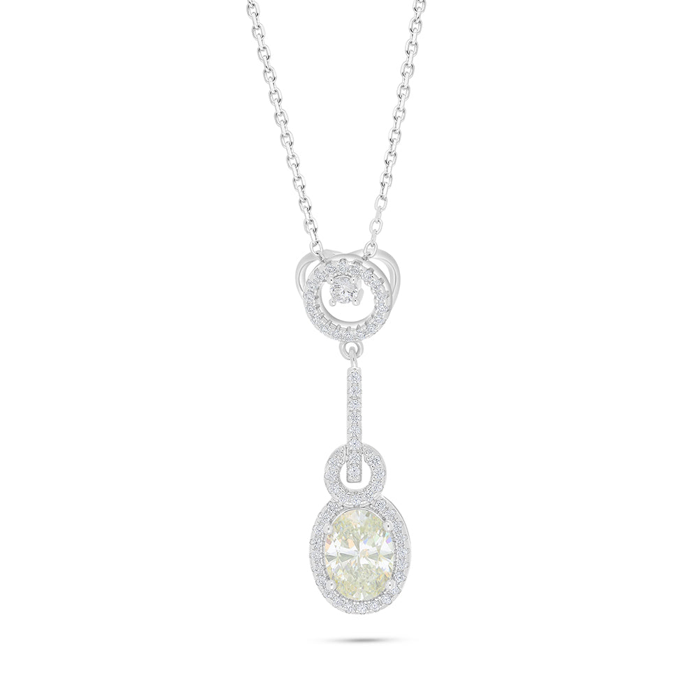 Sterling Silver 925 Necklace Rhodium Plated Embedded With Diamond Zircon And White Zircon