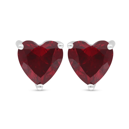 Sterling Silver 925 Earring Rhodium Plated Embedded With Ruby Corundum