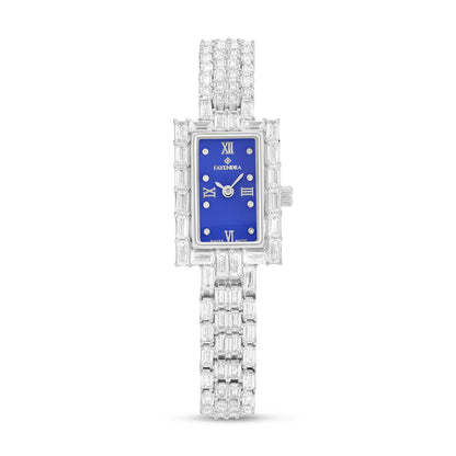 Stainless Steel 316L Watch Silver Color Embedded With White Zircon - BLUE MOP DIAL