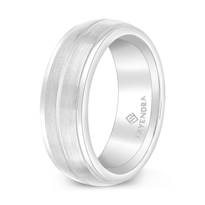 Tungsten Carbide Wedding Ring Rhodium Plated For Men