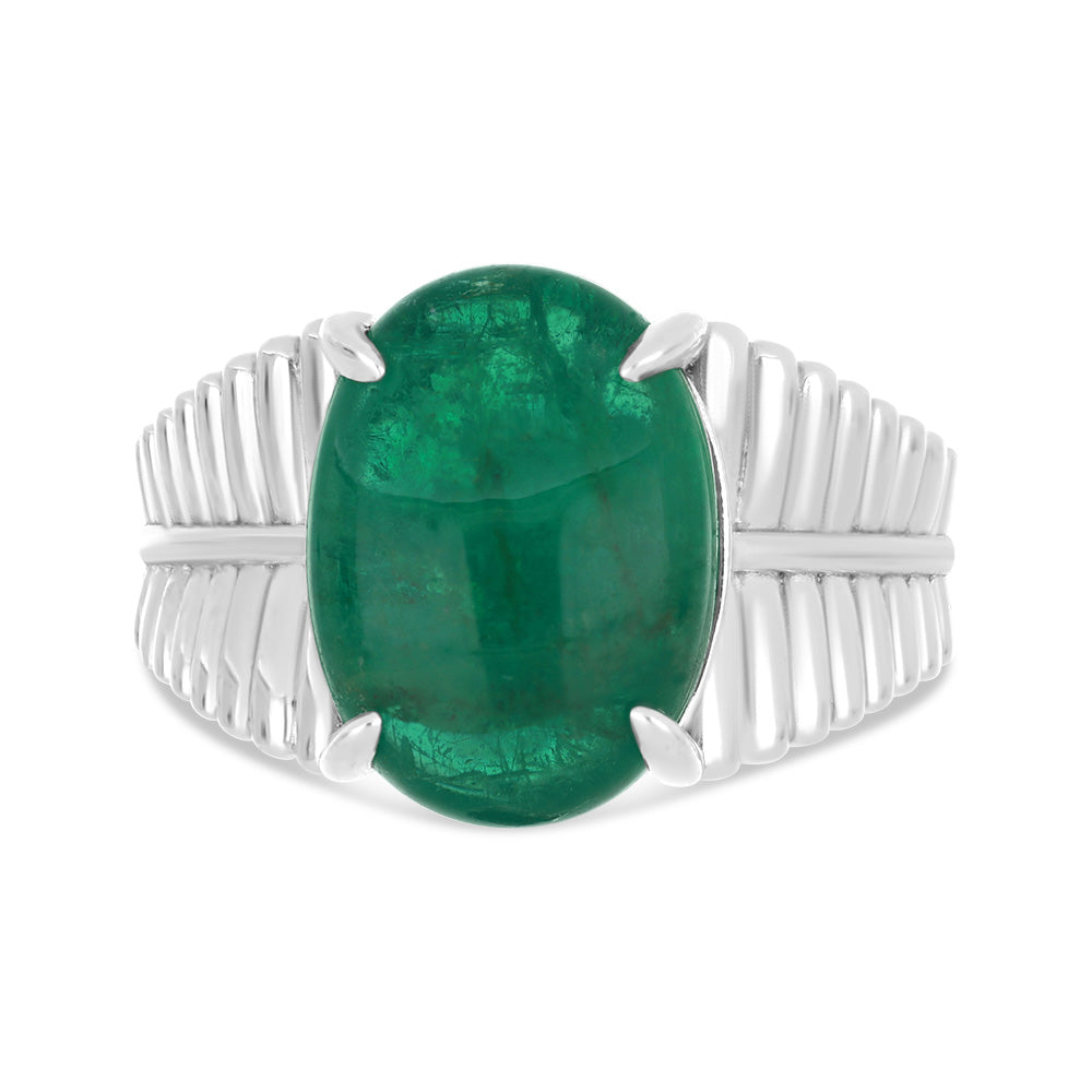 خاتم رجالي من الفضة الخالصة عيار 925 مطلي روديوم مرصع احجار زمرد طبيعي