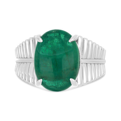 خاتم رجالي من الفضة الخالصة عيار 925 مطلي روديوم مرصع احجار زمرد طبيعي