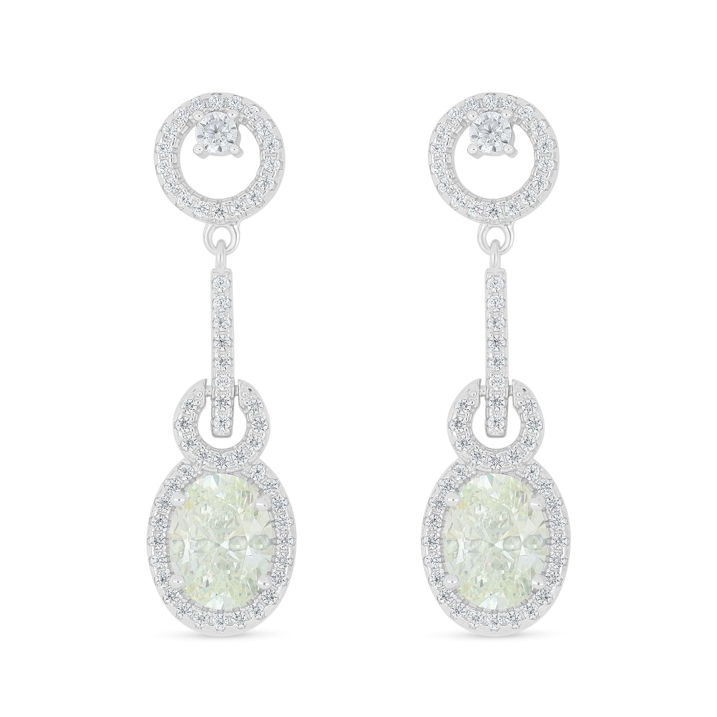 Sterling Silver 925 Earring Rhodium Plated Embedded With Diamond Zircon And White Zircon