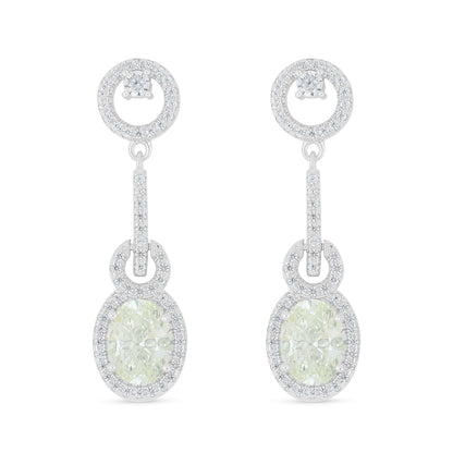 Sterling Silver 925 Earring Rhodium Plated Embedded With Diamond Zircon And White Zircon