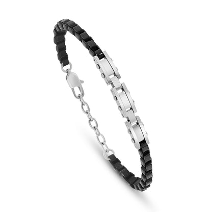 اسورة رجالي ستانلس ستيل لون فضي و اسود عيار 316L 