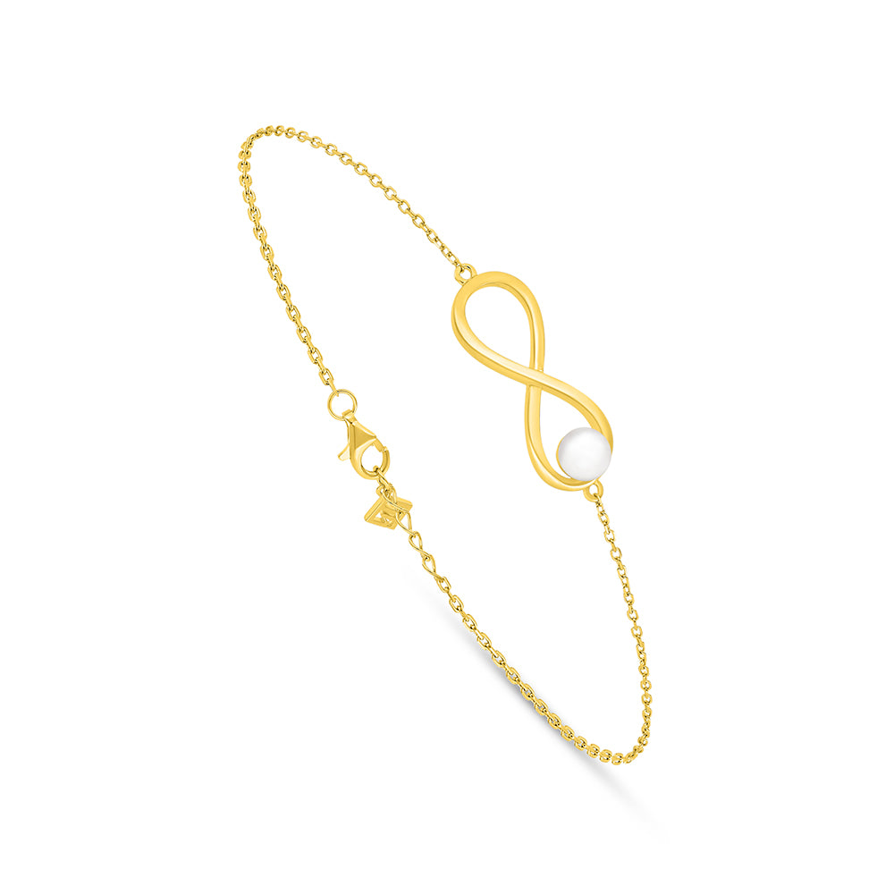 Sterling Silver 925 Bracelet Golden Plated Embedded With Natural White Pearl