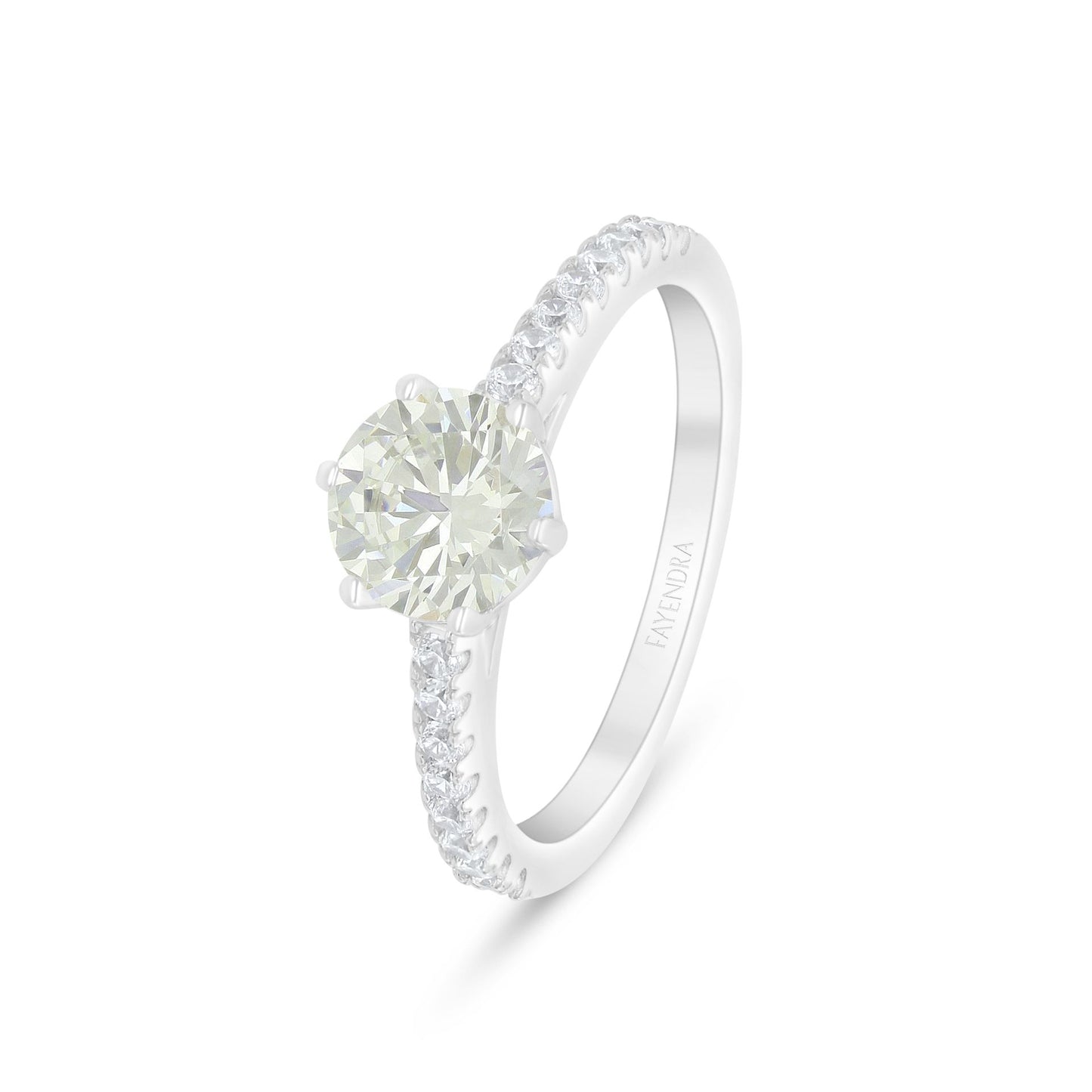 Sterling Silver 925 Ring Rhodium Plated Embedded With Diamond Zircon And White Zircon