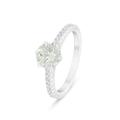 Sterling Silver 925 Ring Rhodium Plated Embedded With Diamond Zircon And White Zircon