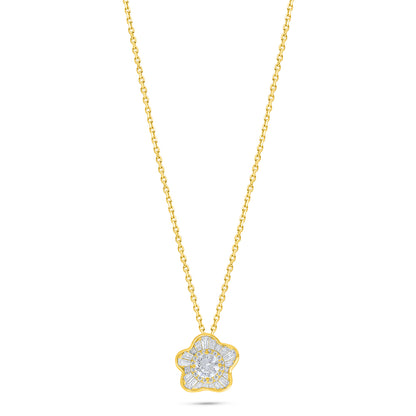 Sterling Silver 925 Necklace Golden Plated Embedded With White Zircon