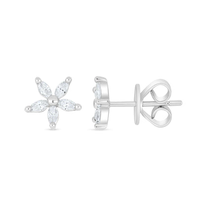 Sterling Silver 925 Earring Rhodium Plated Embedded With White Zircon