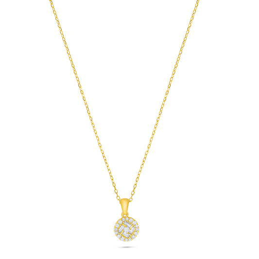 Sterling Silver 925 Necklace Golden Plated Embedded With White Zircon