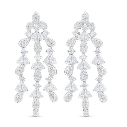 Sterling Silver 925 SET Rhodium Plated Embedded With White Zircon