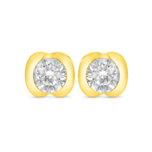Sterling Silver 925 Earring Golden Plated Embedded With White Zircon
