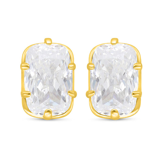 Sterling Silver 925 Earring Golden Plated Embedded With White Zircon