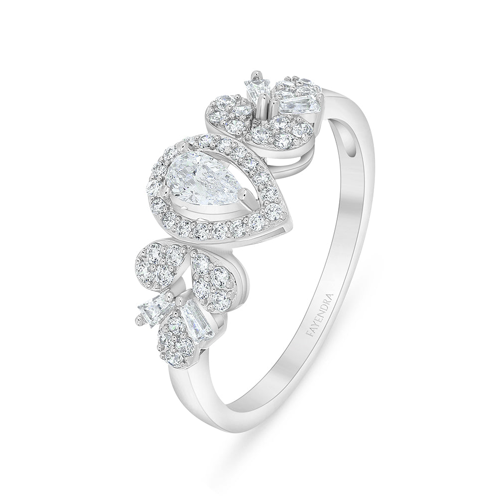 خاتم من الفضة الخالصة عيار 925 مطلي روديوم مرصع فص ابيض