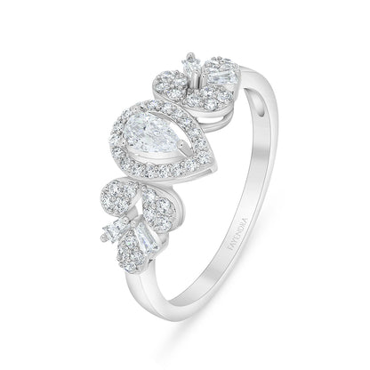 خاتم من الفضة الخالصة عيار 925 مطلي روديوم مرصع فص ابيض