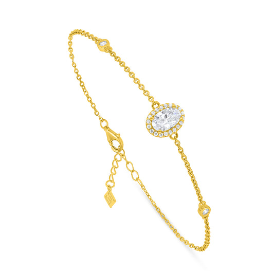 Sterling Silver 925 Bracelet Golden Plated Embedded With White Zircon