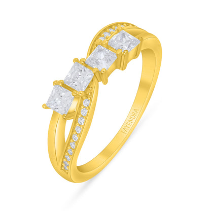 خاتم من الفضة الخالصة عيار 925 مطلي ذهبي مرصع فص ابيض