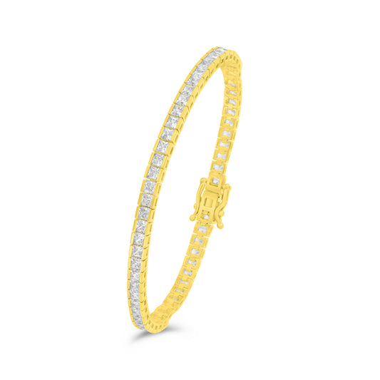 Sterling Silver 925 Bracelet Golden Plated Embedded With White Zircon