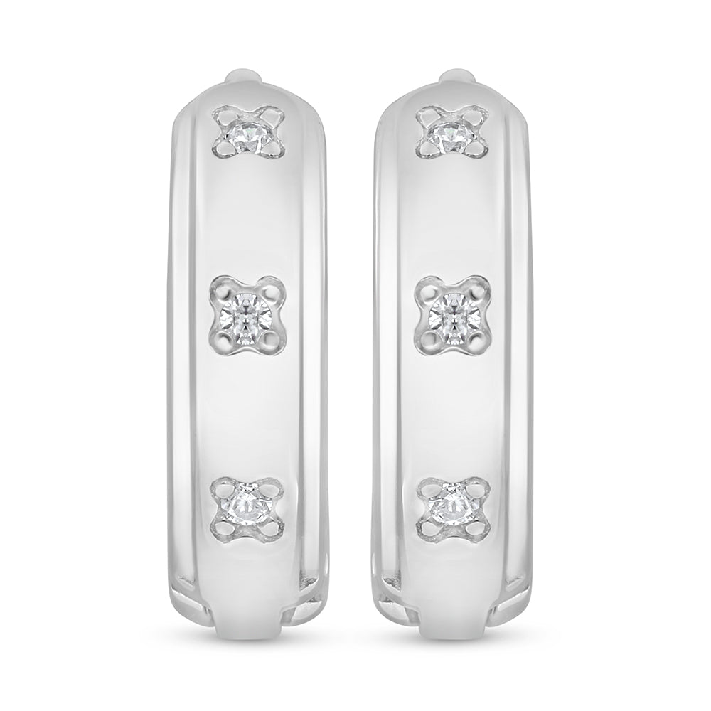 Sterling Silver 925 Earring Rhodium Plated Embedded With White Zircon
