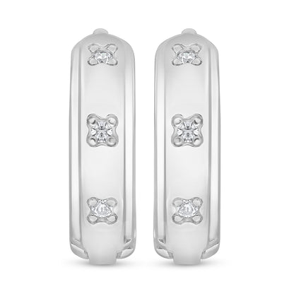 Sterling Silver 925 Earring Rhodium Plated Embedded With White Zircon