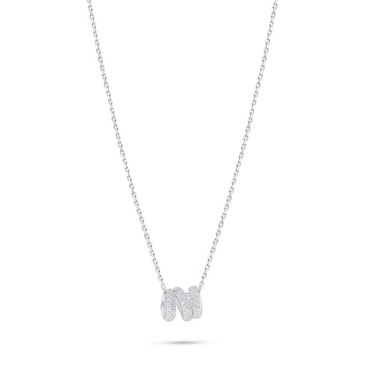 Sterling Silver 925 Necklace Rhodium Plated Embedded With White Zircon