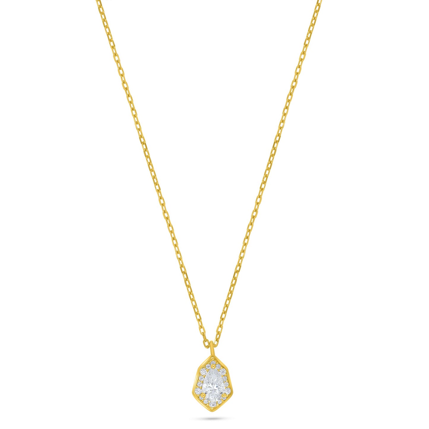 Sterling Silver 925 Necklace Golden Plated Embedded With White Zircon