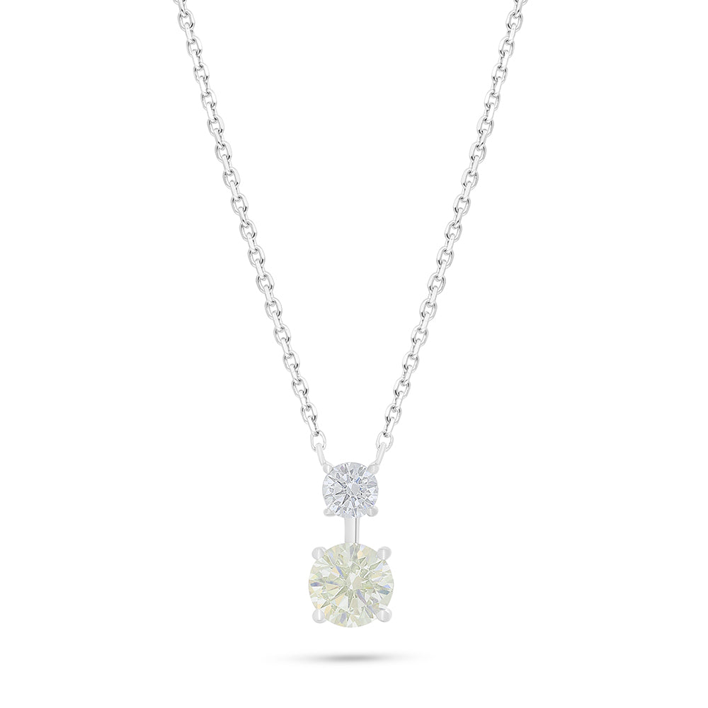 Sterling Silver 925 Necklace Rhodium Plated Embedded With Diamond Zircon And White Zircon