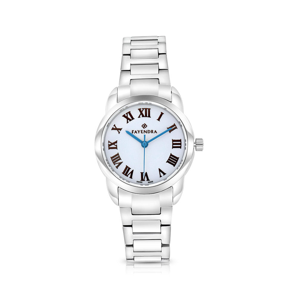 ساعة ستانلس ستيل عيار 316 ارقام بني SILVER DIAL