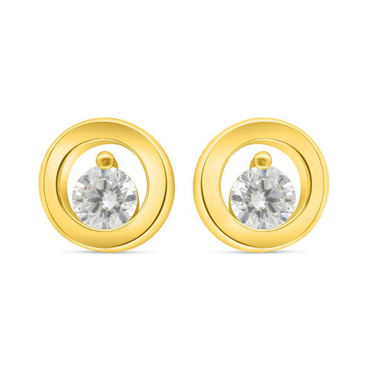 Sterling Silver 925 Earring Golden Plated Embedded With White Zircon