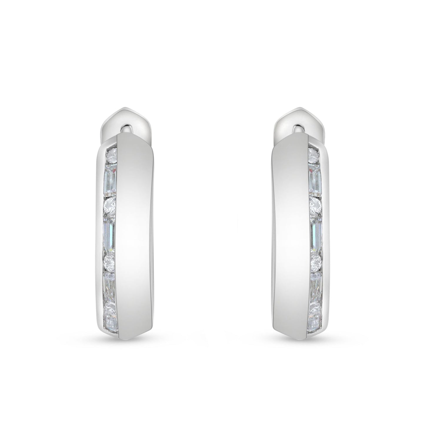 Sterling Silver 925 Earring Rhodium Plated Embedded With Diamond Zircon And White Zircon