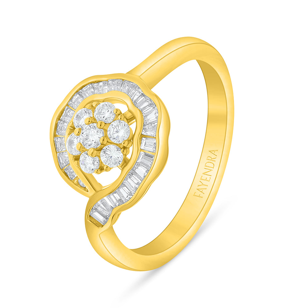 خاتم من الفضة الخالصة عيار 925 مطلي ذهبي مرصع فص ابيض