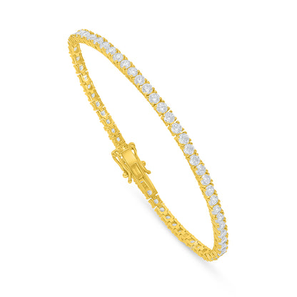 Sterling Silver 925 Bracelet Golden Plated Embedded With White Zircon
